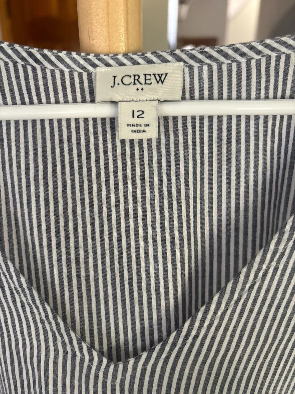 J.Crew Navy White Stripe Long Sleeve Tiered Midi Dress Size 12 Wedding Guest